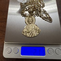 San Judas Y Cadena 14K Oro / St. Jude And Chain 14 Gold