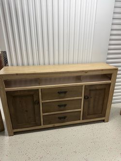 Wood and Rattan Sideboard Buffet Cabinet
