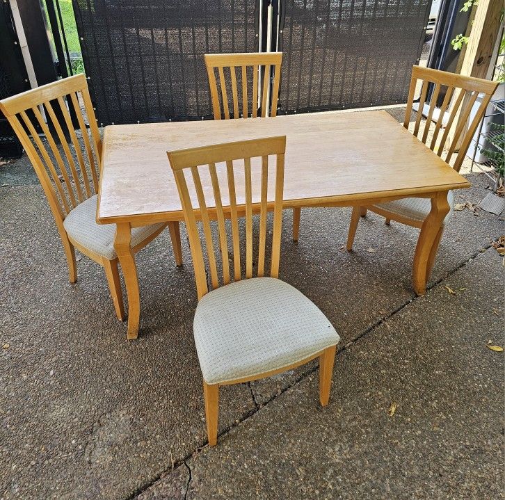 Solid Wood Kitchen Table and 4 Chairs (66"Lx36"Wx30"H) Some Scratches, Normal Wear... $275