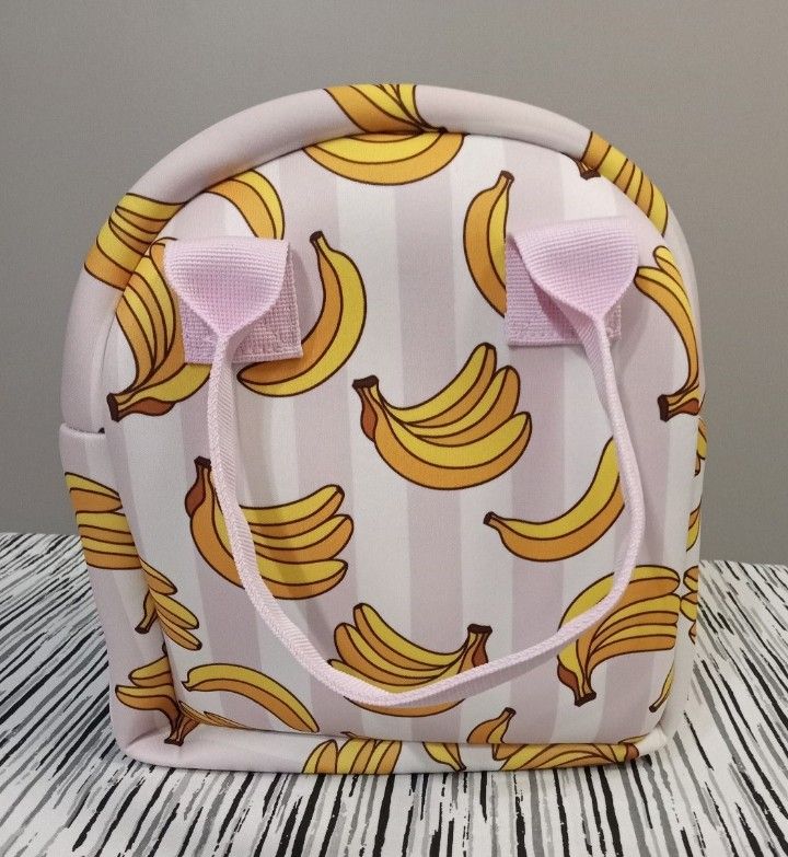 Banana Lunch Tote Bag Lightweight Easy Clean Expandable Insulated