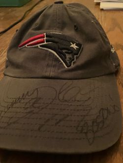 Patriots Hat Signed by Tommy deCarlo from the band Boston