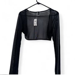 New! Black Sheer Long Sleeve Top