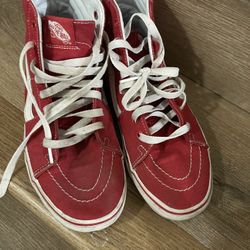 Red Vans High Top Size 8