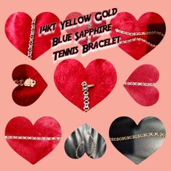 Natural Blue Sapphire Tennis Bracelet Fine Gem Mid-Century Vintage 1970s 1960s 1950s 14K Gold Classic Wedding Bridal Heirloom Luxury 