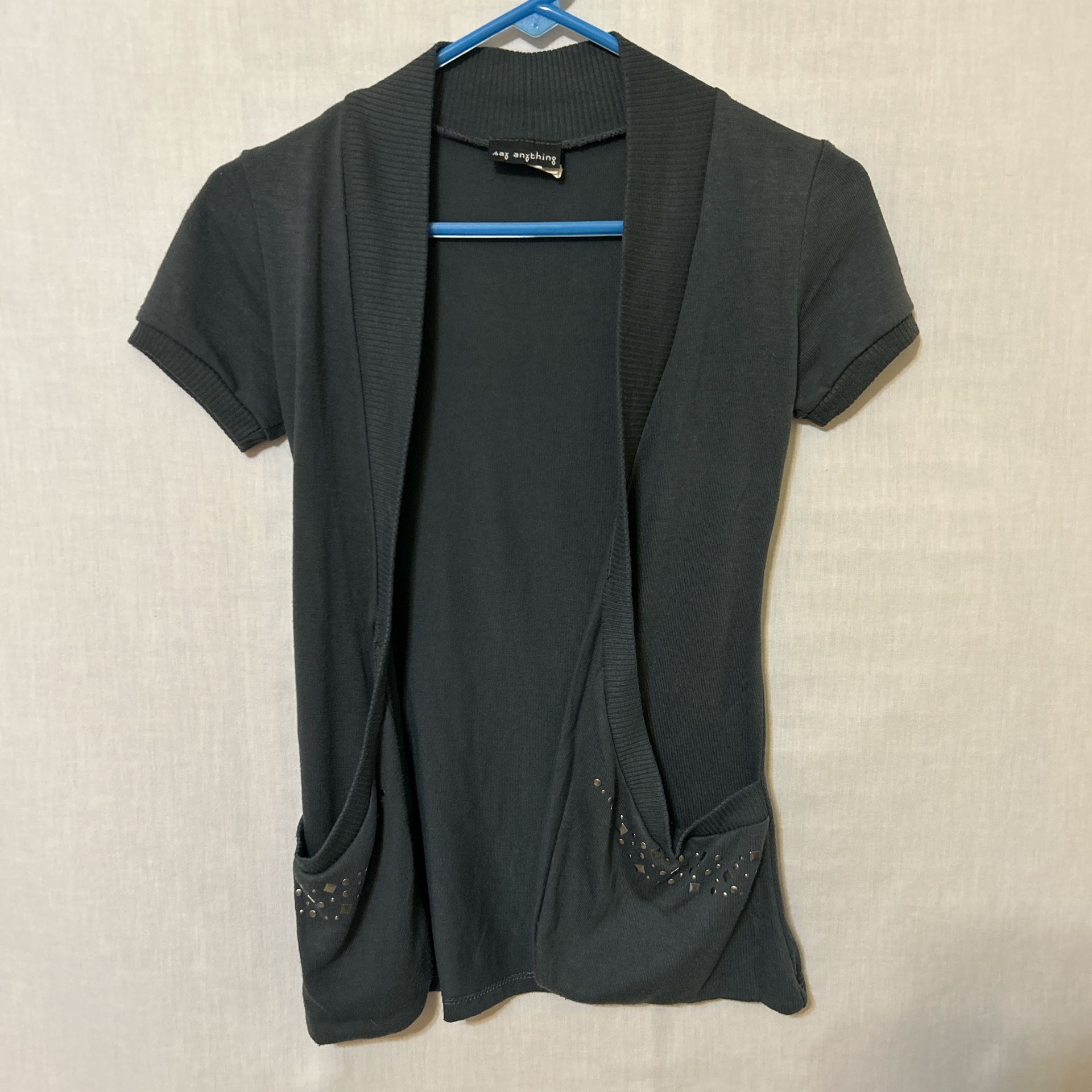 Gray Short Sleeve Fitted cardigan 