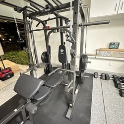 Vesta Fitness Smith Machine 1001 w/Bench Attachment | 230lb Bumpers Olympic Weights | 7ft Olympic Bar | Gym Equipment | FREE DELIVERY/INSTALL🚚 