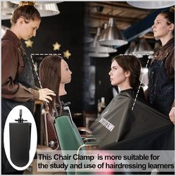 Chair Mannequin Head Clamp Stand with Clip for Wigs and Trainning Head Sturdy and Durable Adjustable Wig Head Stand Holder for Cosmetology Hairdressin
