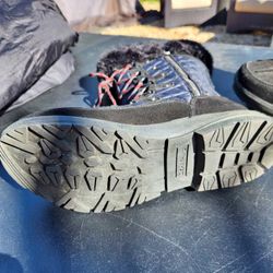 Bearpaw Waterproof Quilted Boots Black Faux Fur Fleece Lined Side Zip