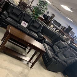 Reclining Sofa And Loveseat 2-pc Set Black Or Brown