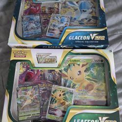 Pokemom leafeon glaceon v star box  Has fusion strike and evolving skies packs