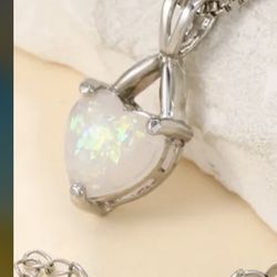 Absolutely Breathtaking Gorgeous OpalHeart Shaped Pendant Set In 925 Silver Brand New Dainty LOVE   Beautiful Valentines Day Necklace 