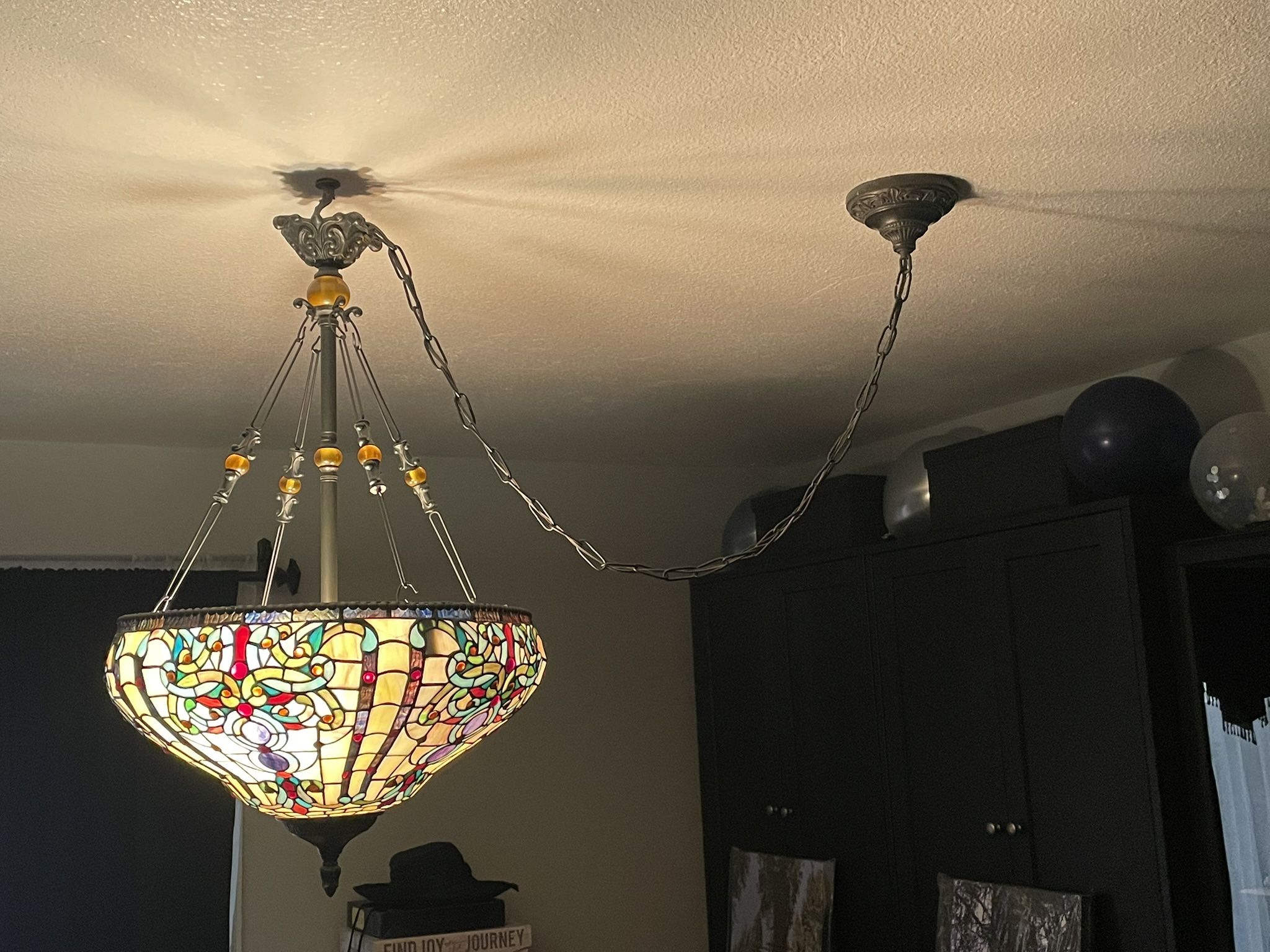 Tiffany-Style Stained Glass Swag Hanging Lamp – Vintage Style