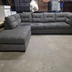 Modern Gray Fabric 2 Piece L Shaped Sectional Couch