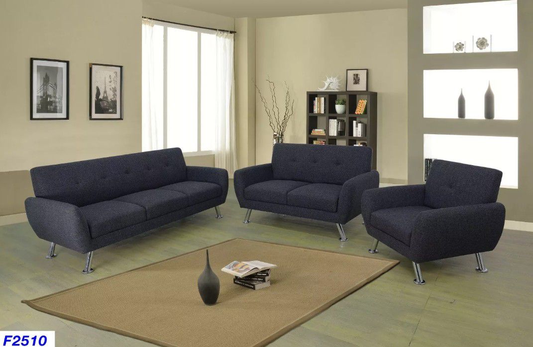 New Livingroom set 3pc Charcoal Linen