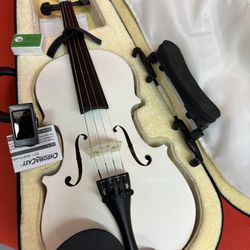 1/2 Size White Violin with New Bow, Digital Tuner, Shoulder Rest, Extra Strings $150 Firm
