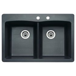 Black Dual-Mount 2 Hole 50/50 Granite Composite Kitchen Sink
