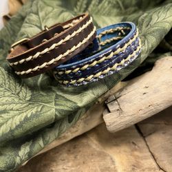 3026-RTT Vintage Style Leather Braided Buckle Bracelet (Blue Or Brown)