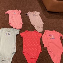 Lot of 5 ! Baby Girls 18 Month Short Long  Sleeve Bodysuits CARTERS EUC!!