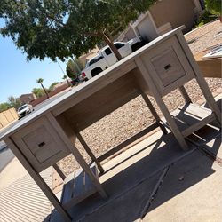 Grey wood desk