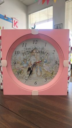 Pink Peter Rabbit wall clock