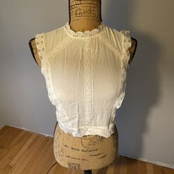 Cream Sleeveless rayon shirt with tie in the back size XS