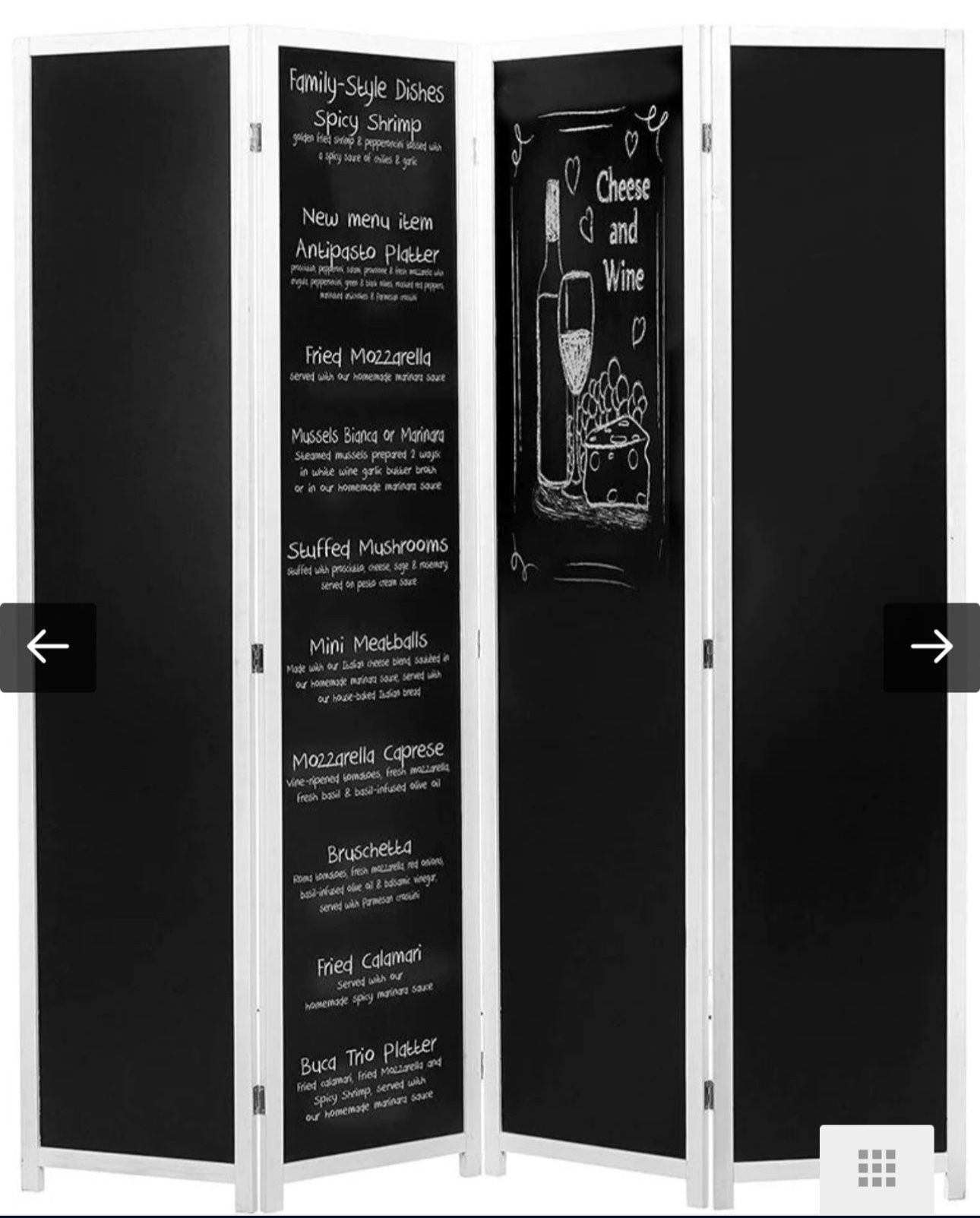 4 Panel Chalkboard Room Divider, Folding Writable Privacy Screen Furniture
