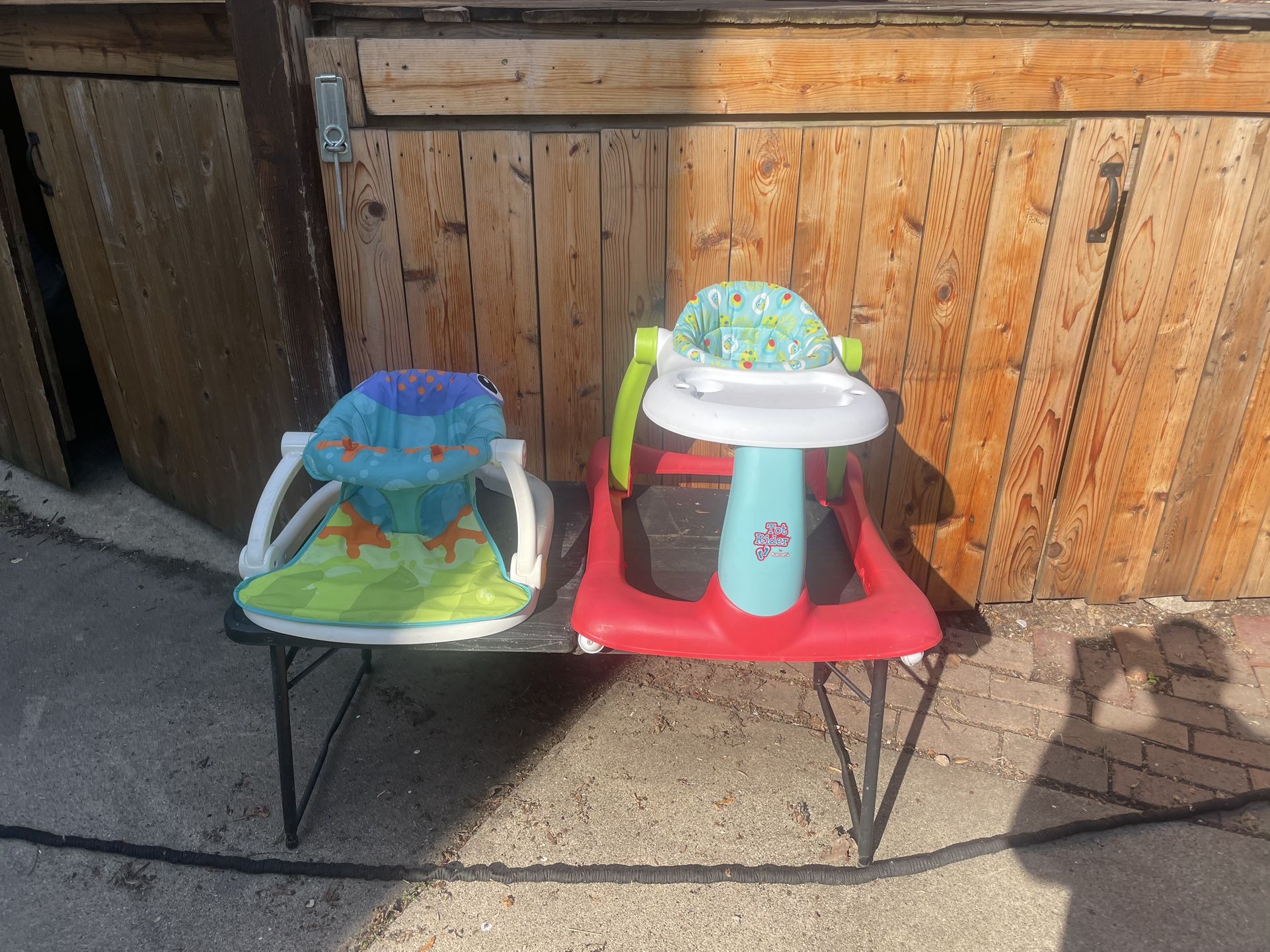 Baby Walker with wheels, and Stationary Sitting Chair, $10 each