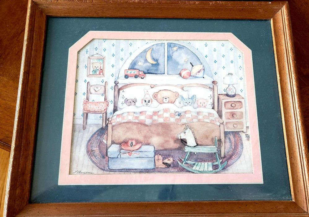 L Chambers Nursery Teddy Bear Sleeping Scene