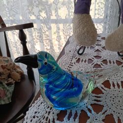 Vintage Art Glass Bird 7" Long