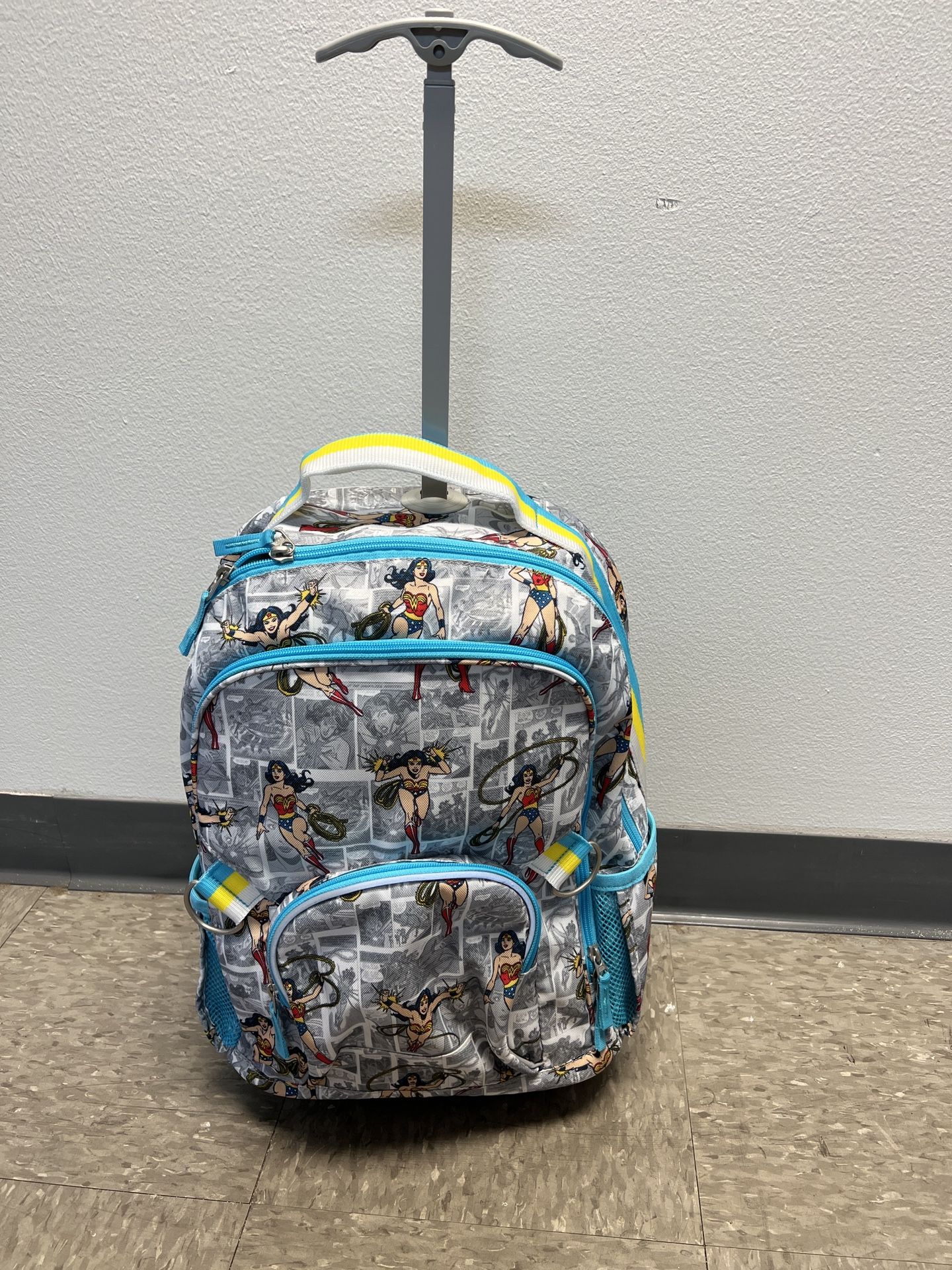 Rare Discontinued Pottery Barn Wonder Woman Rolling Backpack