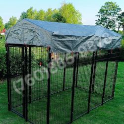 Outdoor Dog Kennel with Tarp Shade – 8x4x6 ft  (New in Box)