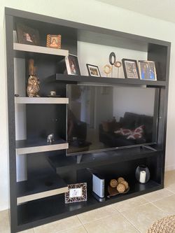 Contemporary Dark Wood Entertainment Center 