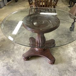 Glass Top Pedestal Dining Table  