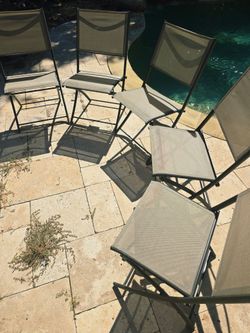 Set of 5 Outdoor Folding Patio Chairs - Sling Mesh Fabric
