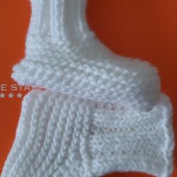 Baby Socks Hand Knitting  Foot Warmers Size  0  -9month Color- White