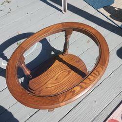 Round Side Table W/Glass Top