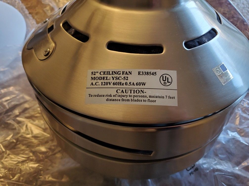 Flint YSC52 52" Brushed Nickel Indoor Ceiling Fan with Light for Sale