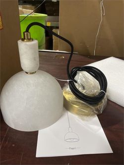 ZBYYBJAT Modern Luxury Gold Metal & Alabaster Pendant Light, Nordic Single Head Height Adjustable Chandelier