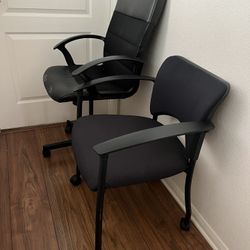 2 Black Rolling Computer Chairs