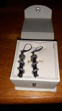 New Sapphire,Diamonds white gold earrings