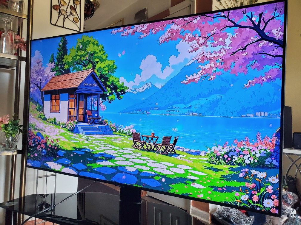 55" Samsung smart tv crystal 4k come with stand set mount shelves glasses. Amazing quality pics. Tv is basically new