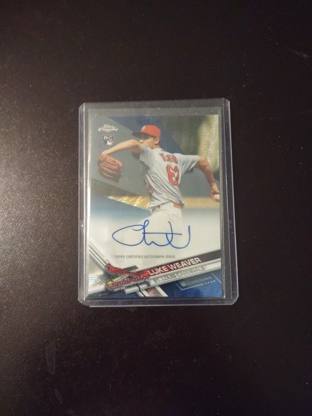 2017 Topps Chrome Blue Wave Refractor #21/75 Luke Weaver Auto RC