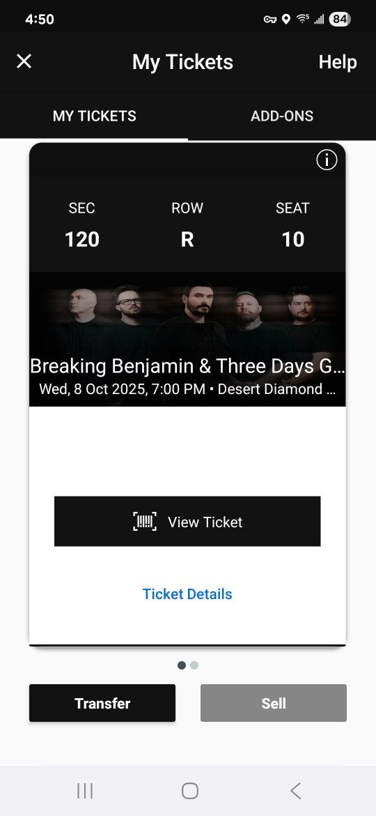 (2) Breaking Benjamin & Three Days Grace Tickets 