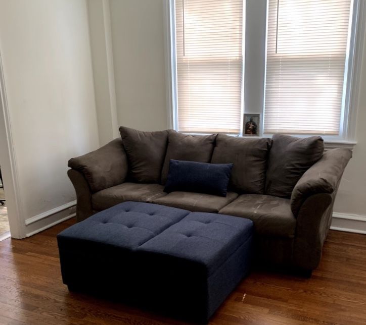 Grey Lounge Couch W Blue pull out bed Combo 