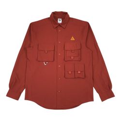 Nike ACG Shirt Mens Medium M Burnt Orange Button Up Trail Dri-Fit Utility Pocket
