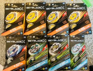 Beyblade X Lot of 8 New Tops + 7 Launchers – Wizard, Dran, Leon & More