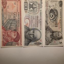 70's & 80's Mexican Banknotes 