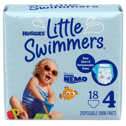 Huggies Little Swimmers Disposable Swimming Diapers, Size 4 (24-34 Lbs), 18 Ct