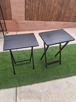 Set of 2 Black Folding Tray Tables
