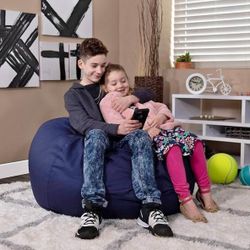 Navy blue oversized bean bag chair for kids & adults with washable cover - NEW